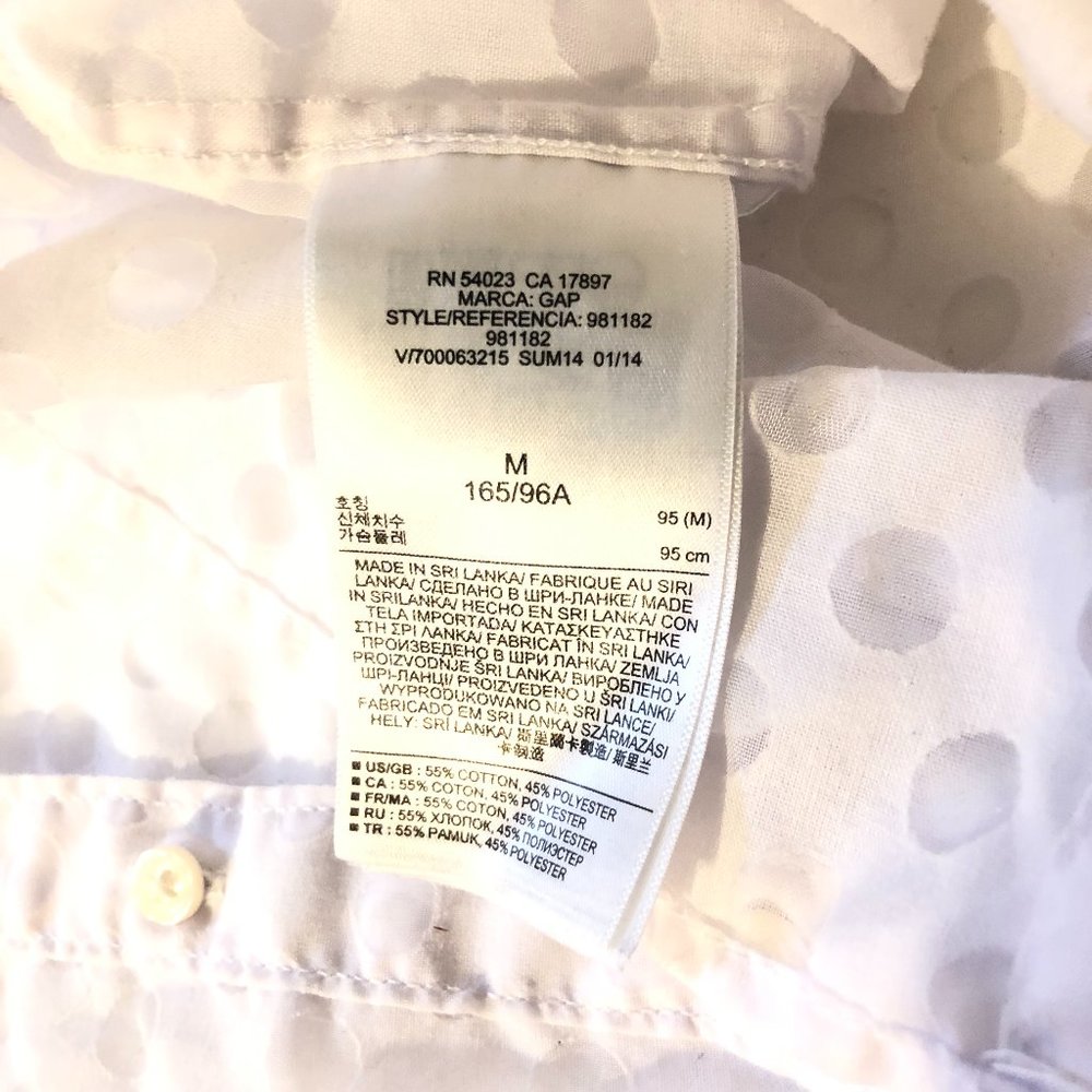 Gap, White Sheer Polka Dot Button Down Top, Women… - image 5